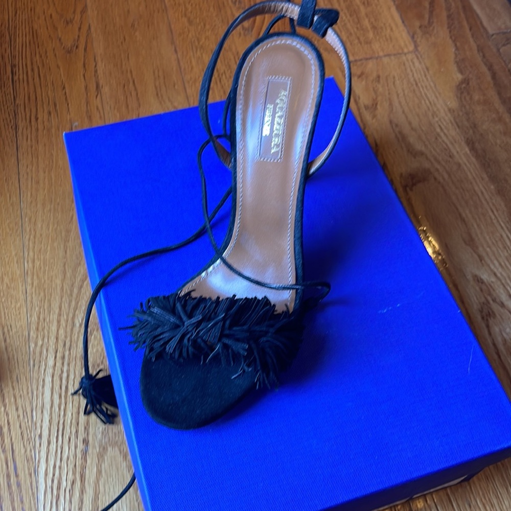 Aquazzura sandals Wild thing 105 sued black. Size 39 new - Picture 10 of 11